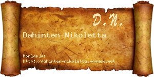 Dahinten Nikoletta névjegykártya
